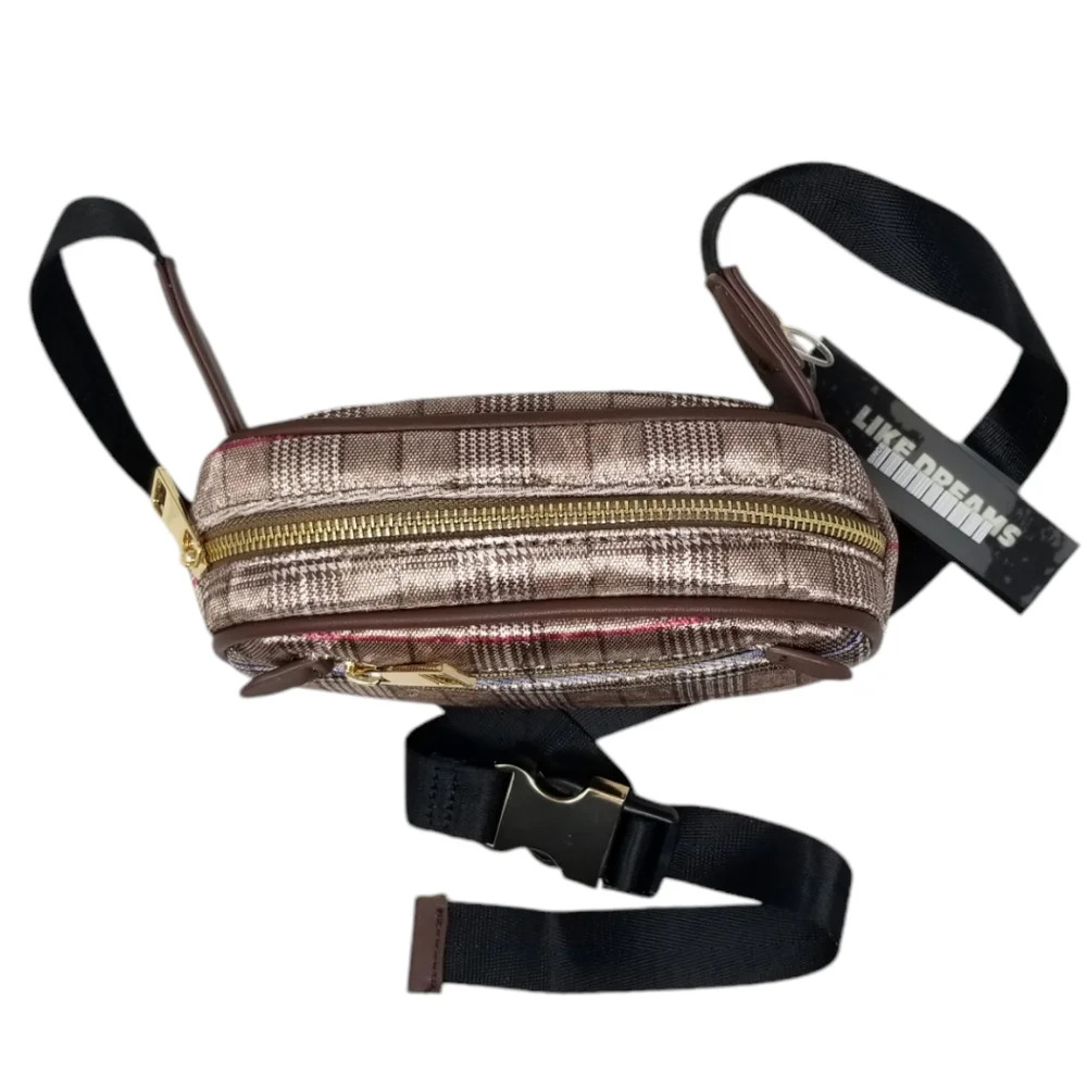Brown Plaid Waist Bag, belt bag, fannypack, chest bag - Picture 6 of 9